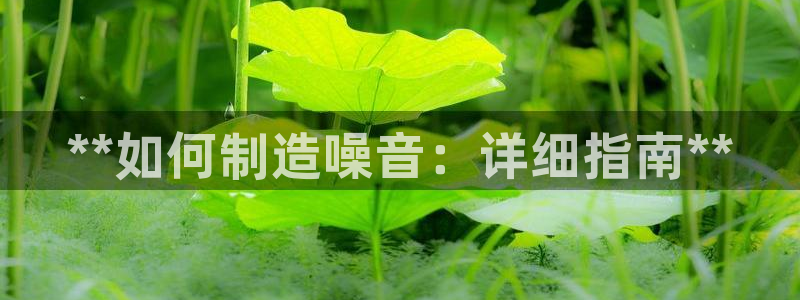 彩神vii官网大赢家：**如何制造噪音：详细指南**